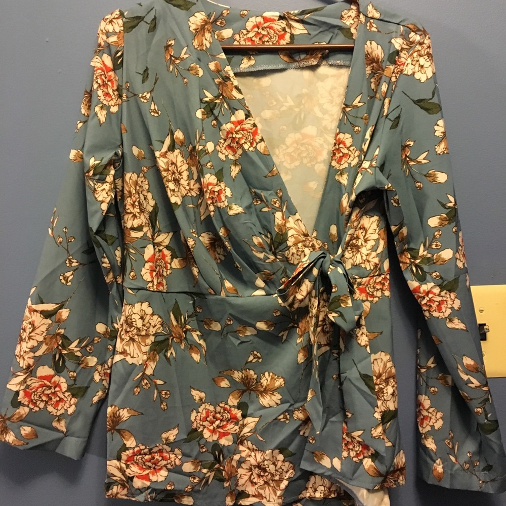 Floral wrap shirt